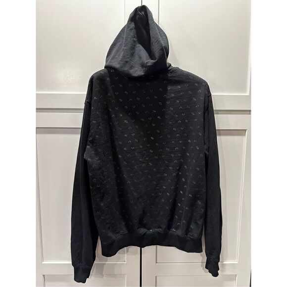 True Religion Mini Logo Black Monogram Hoodie Sz L - Picture 2 of 4